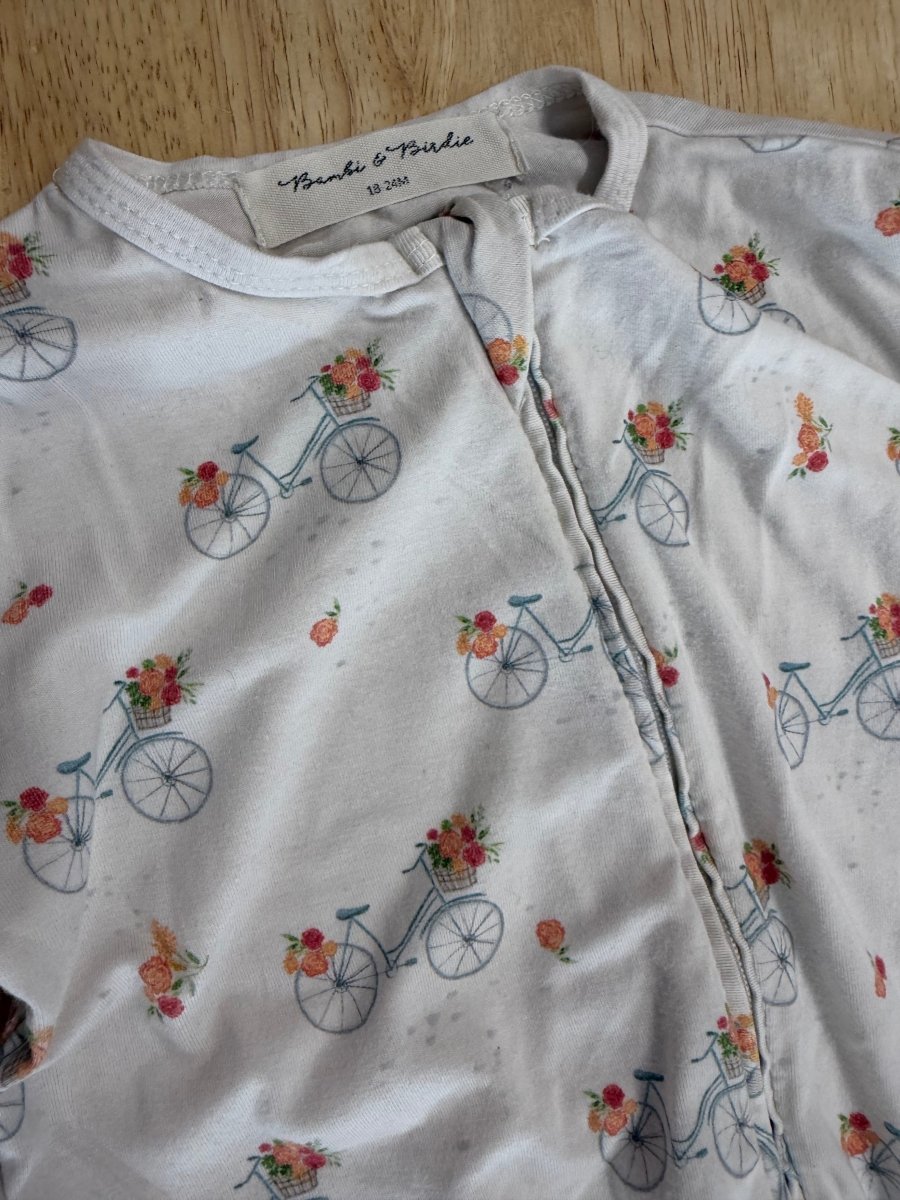 Bambi and Birdie One Piece Sleeper – 18-24 Months | Bicycle Print - Nest and Sprout-Consignment