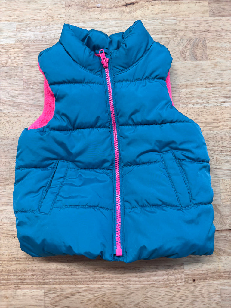 Old Navy Insulated Vest – Size 12-18 M Blue/Pink Zipper