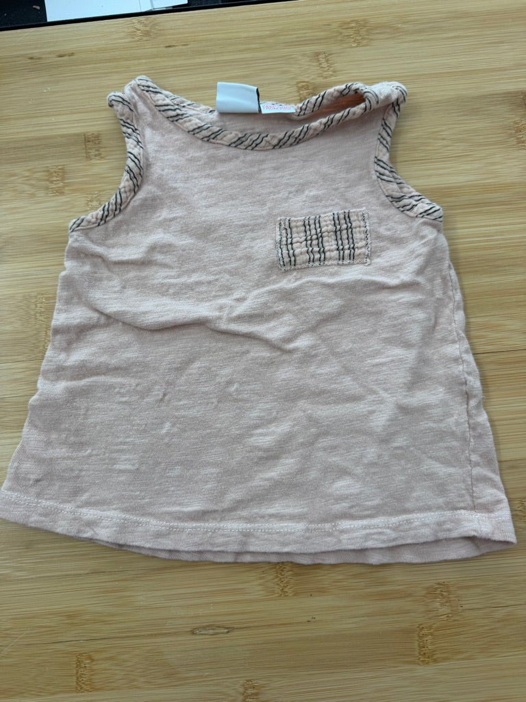 Zara Tank Top – 12–18M | Beige Black Striped Edging