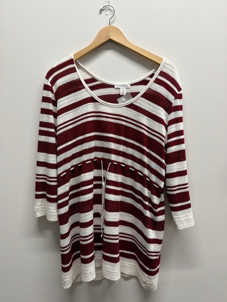 Motherhood Maternity Red White Knit Sweater | Size XL - Nest and Sprout - Consignment
