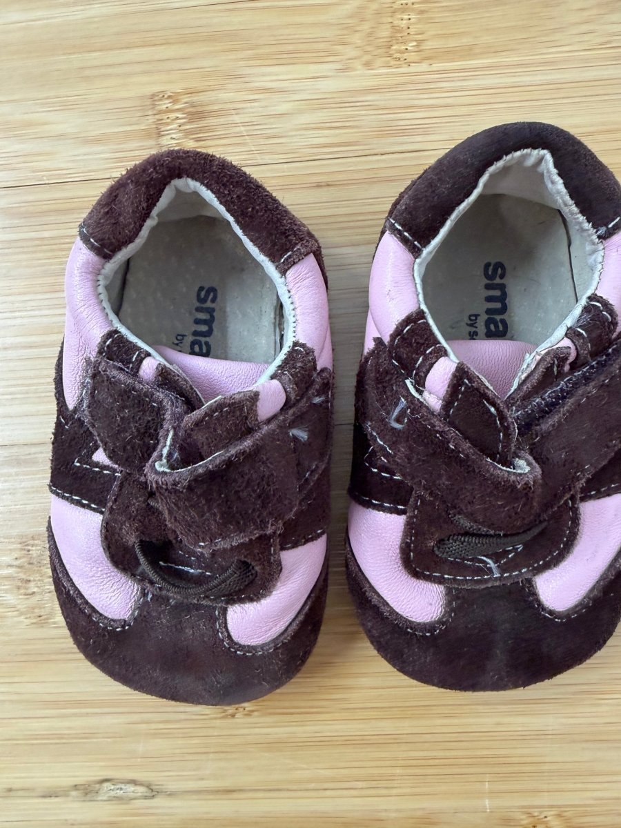 Smaller by Stride Rite Soft Sole Baby Shoe – 4 | Pink & Brown Velcro - Nest and Sprout-Consignment