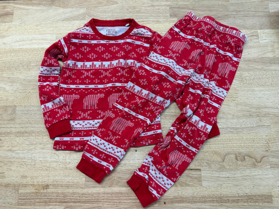 Petit Lem Christmas Two-Piece PJ Set – One Size | Red Holiday | Play