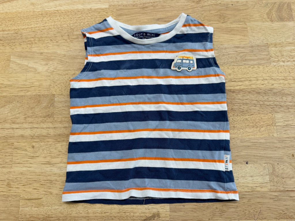 Souris Mini Camper Van Tank Top – 12M | Blue & Orange Stripe