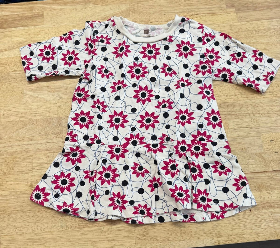 Tea Collection Peplum Top – 7 | Cream Burgundy Floral Dot Print - Nest and Sprout-Consignment