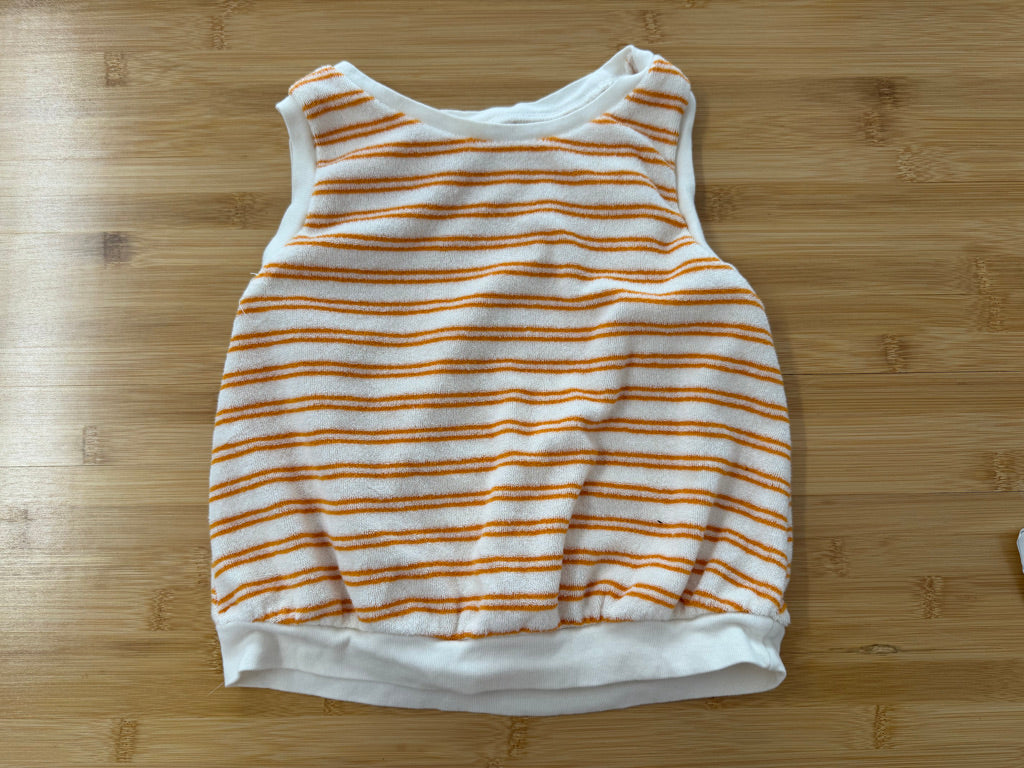 Carter's Tank Top – 7 | Cream & Orange Stripe Terry