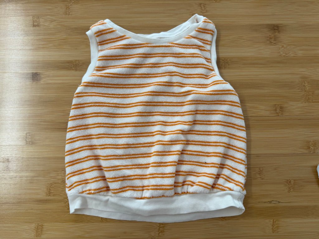 Carter's Tank Top – 7 | Cream & Orange Stripe Terry - Nest and Sprout - Consignment