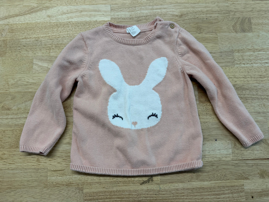 H&M Peach Bunny Knit Sweater – 12–18M