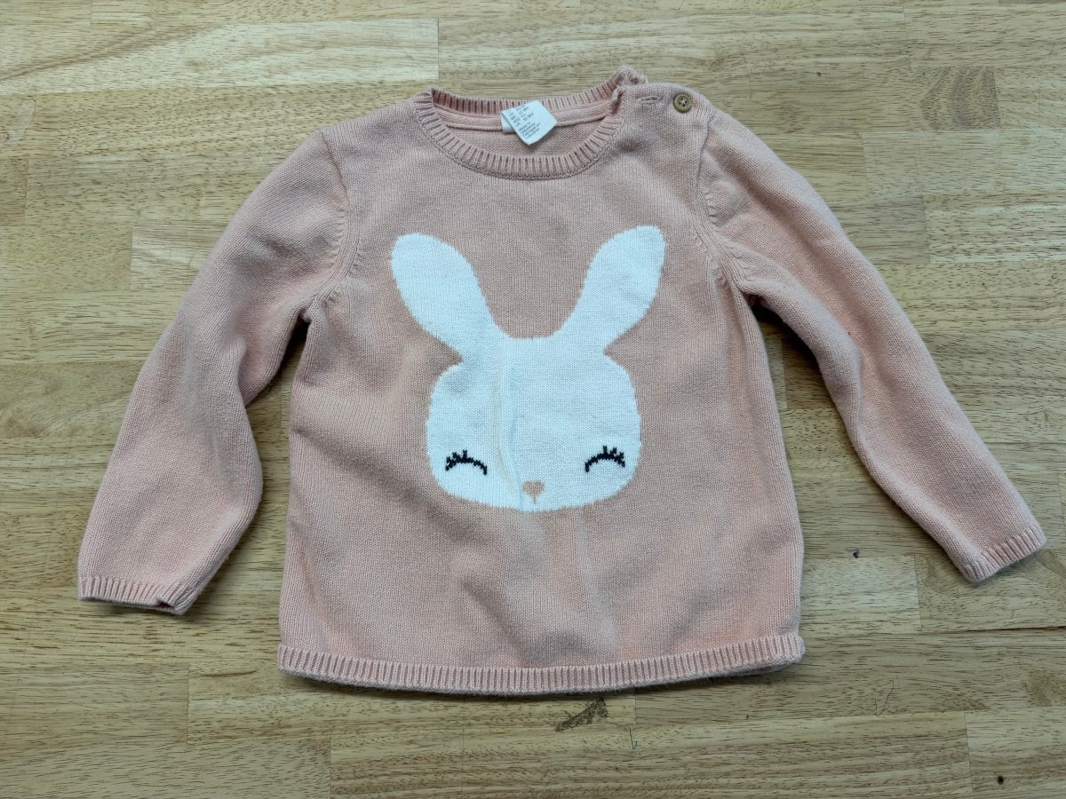 H&M Peach Bunny Knit Sweater – 12–18M - Nest and Sprout-Consignment