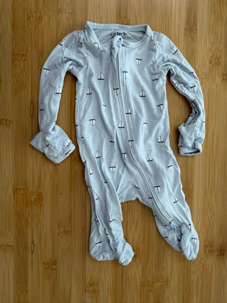 Carter's Purely Soft Sleeper – Newborn | Light Blue Sailboats