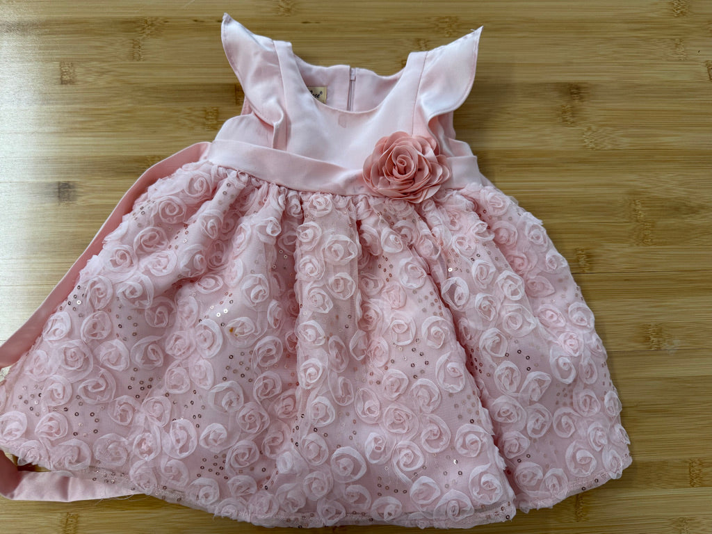 Purple Rose Special Occasion Dress – 12M | Light Pink Floral Sequin Mesh | Play