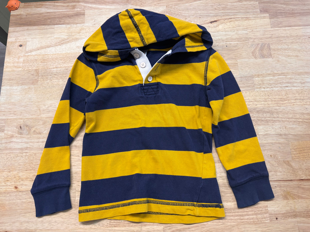 Gymboree Hooded Top – Size 5 Yellow & Navy Stripe