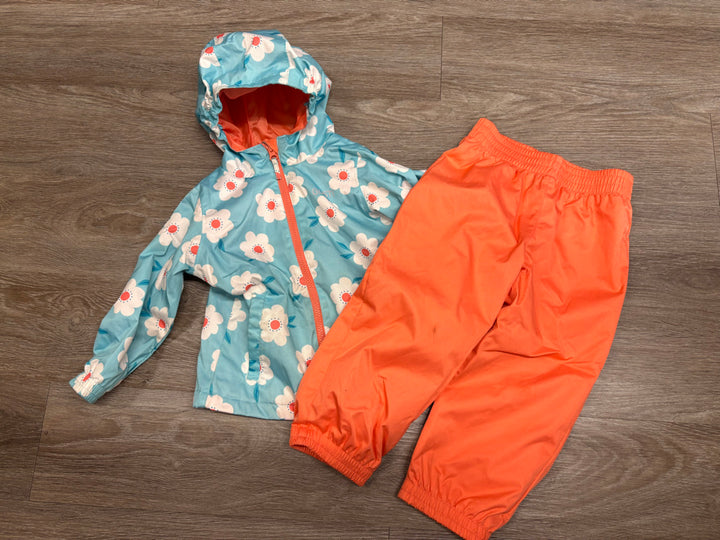 Gusti 3T Rain Set – Floral Jacket & Coral Pants