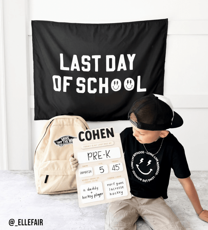 First / Last Day of School (Black) Reversible Banner Kids - Nest and Sprout - Cherrypick