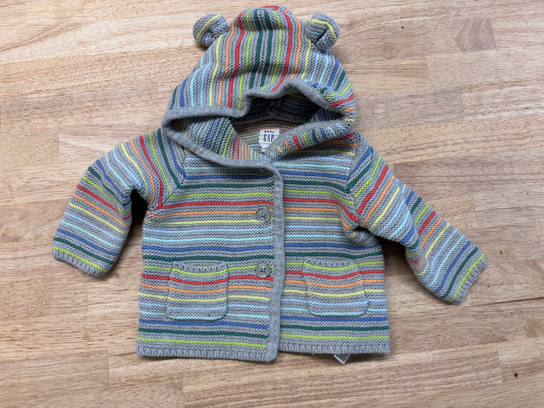 GAP 3–6M Rainbow Knit Hooded Cardigan