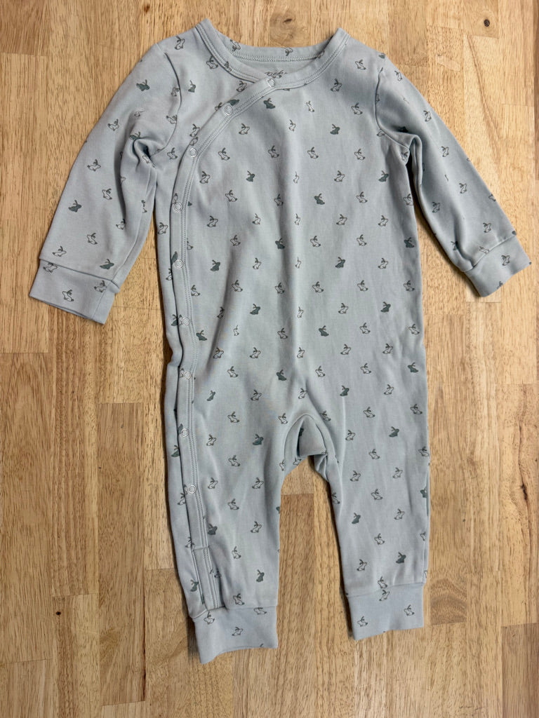 Pehr Rabbit Romper – 12–18M | Mint Green Side Snaps