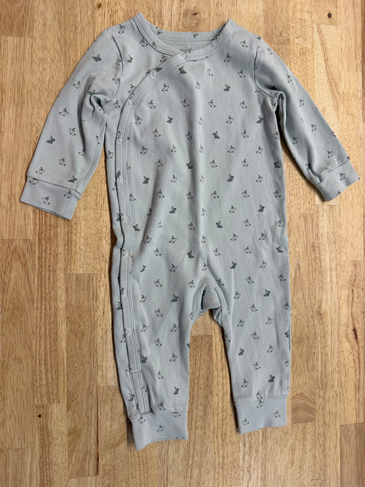 Pehr Rabbit Romper – 12–18M | Mint Green Side Snaps
