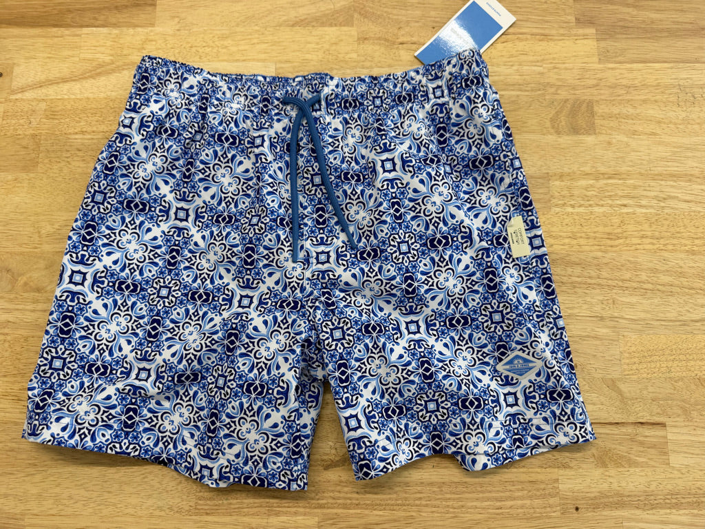 Jack & Jones Swim Shorts – Adult S | Blue & White Pattern | NWT