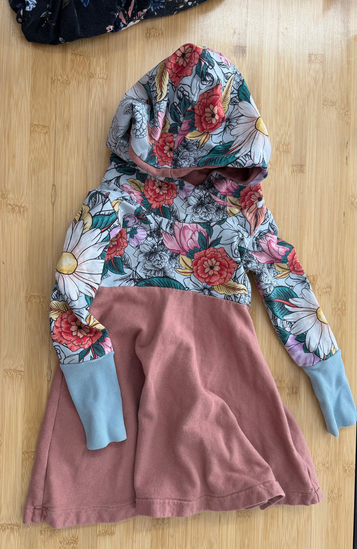 Southside Threads Hooded Dress – 12 Months-3 Years | Floral Bodice | Terry Cloth