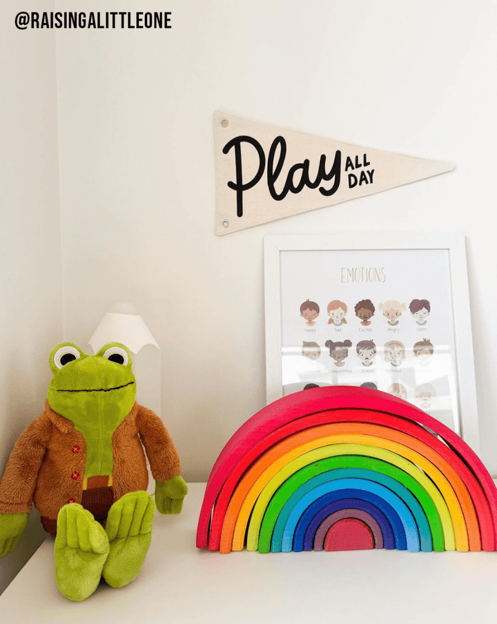 Play All Day Canvas Pennant Flag - Kids Playroom Decor - Nest and Sprout - Cherrypick