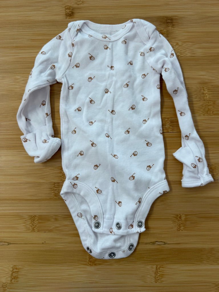 Carter's Acorn Bodysuit – Newborn | White Long Sleeve - Nest and Sprout-Consignment