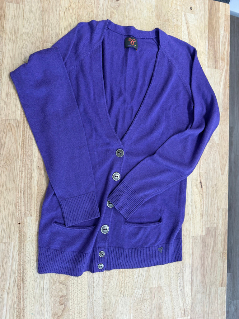 Dynamite Button-Up Sweater – M | Purple Long Sleeve Viscose/Acrylic/Cotton/Wool Blend
