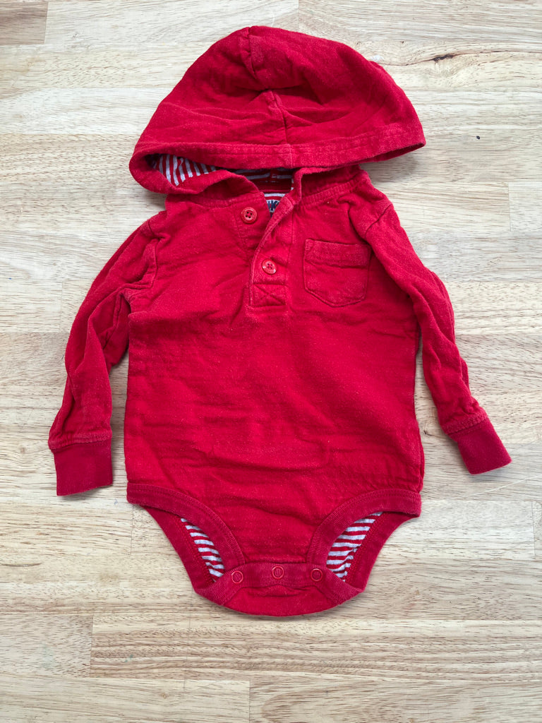 OshKosh 9M Hooded Bodysuit – Red