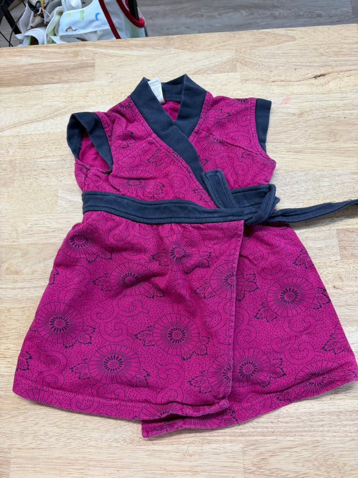 Tea Collection Fuchsia & Charcoal Wrap Tie Dress – 18–24M | Play - Nest and Sprout-Consignment