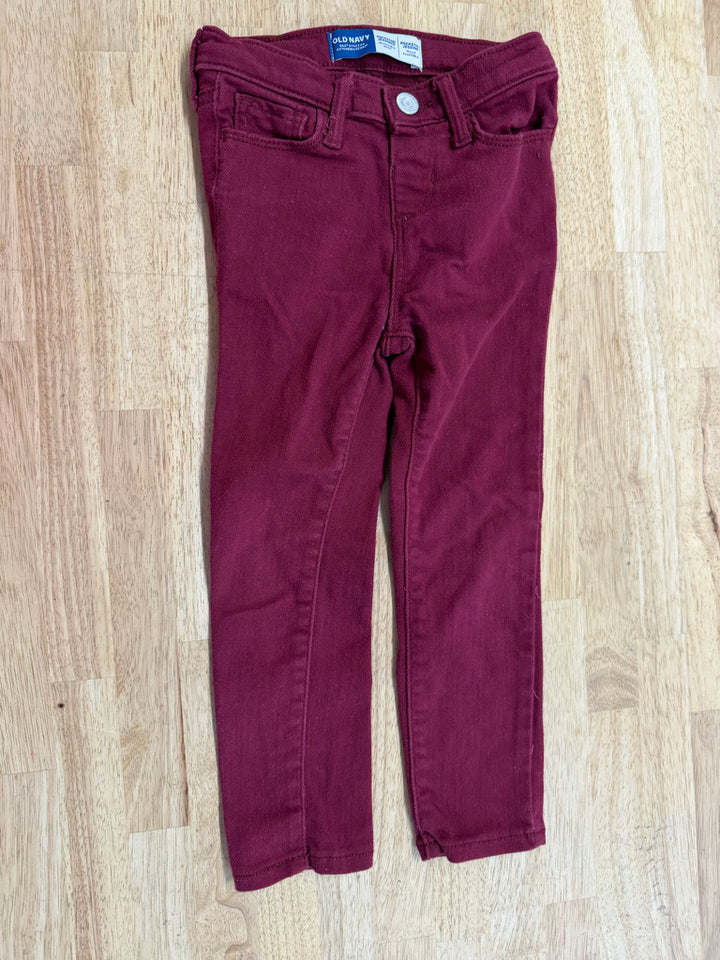 Old Navy 360 Stretch Rock Star Jeans – 4T | Burgundy Adjustable Waist