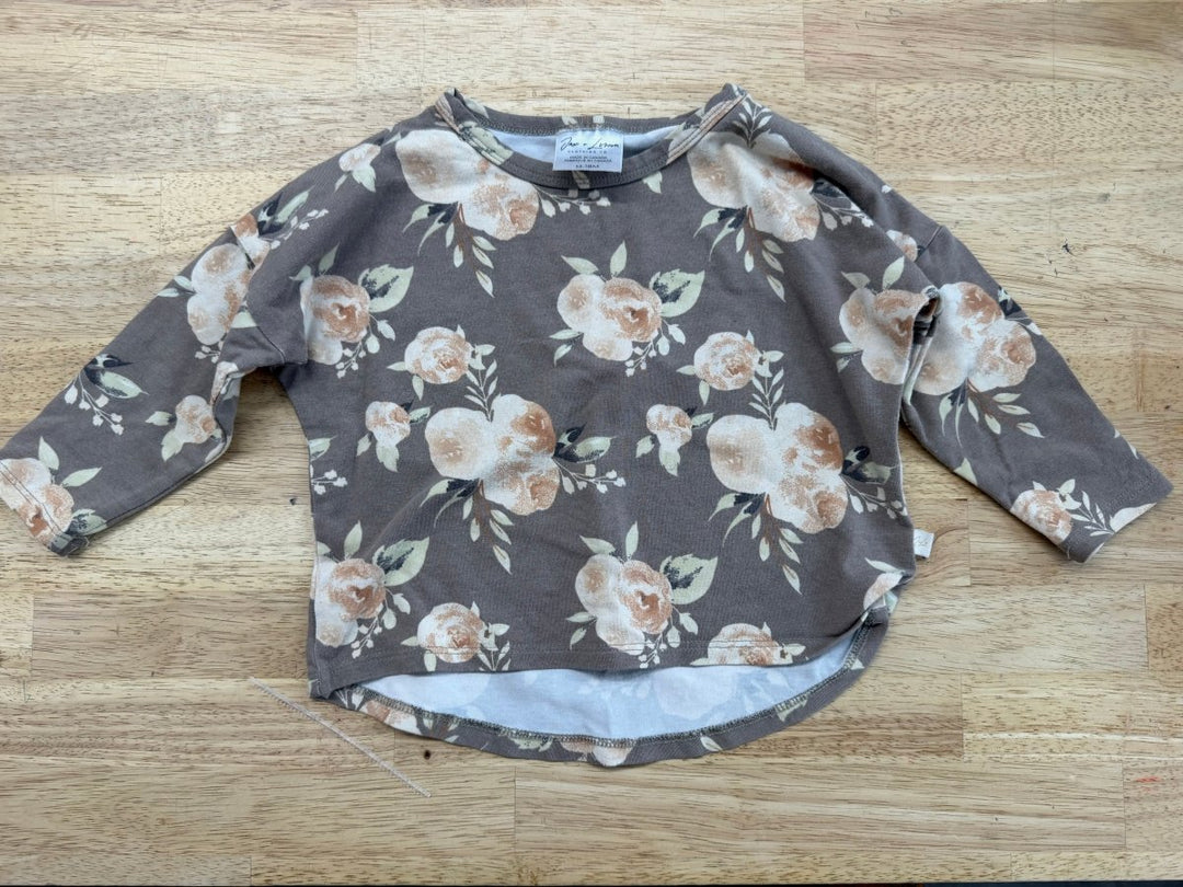 Jax & Lennon Batwing Neutral Floral Shirt – 12–18M | Excellent - Nest and Sprout-Consignment