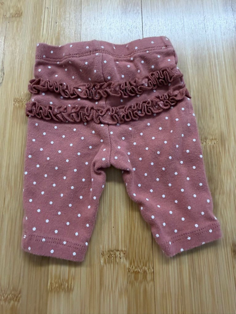 Carter's Ruffle Bum Leggings – Newborn | Brown Polka Dot | Play - Nest and Sprout-Consignment