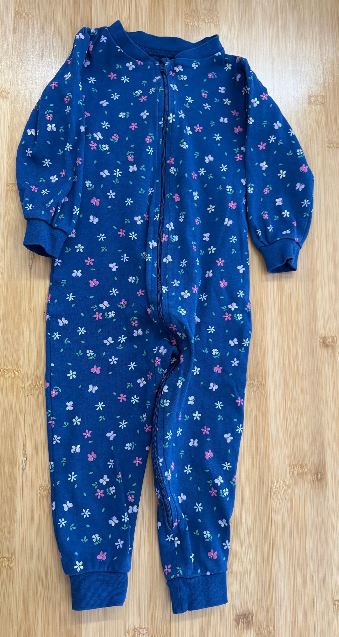 George Footless Sleeper – 2T | Blue Floral Cotton