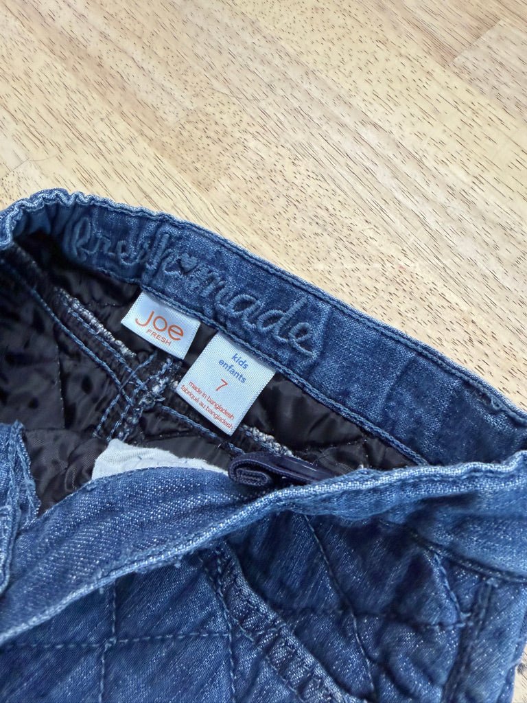 Joe Fresh Kids Quilted Denim Skirt – 7 | Internal Adjustment Harem Fit Belly Button 86 - Nest and Sprout-Consignment