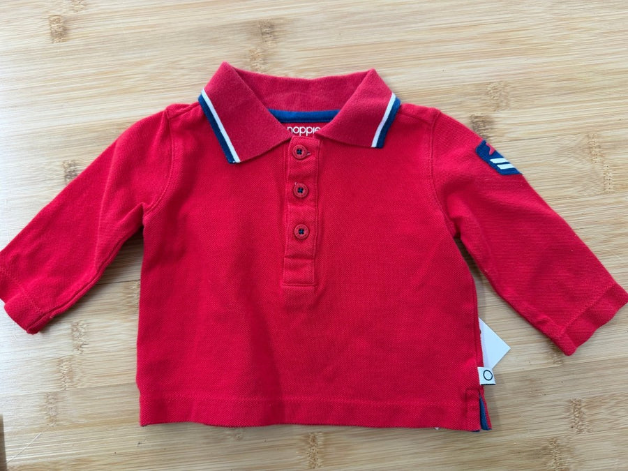 Noppies Polo Long Sleeve – 1M | Red Collared - Nest and Sprout-Consignment