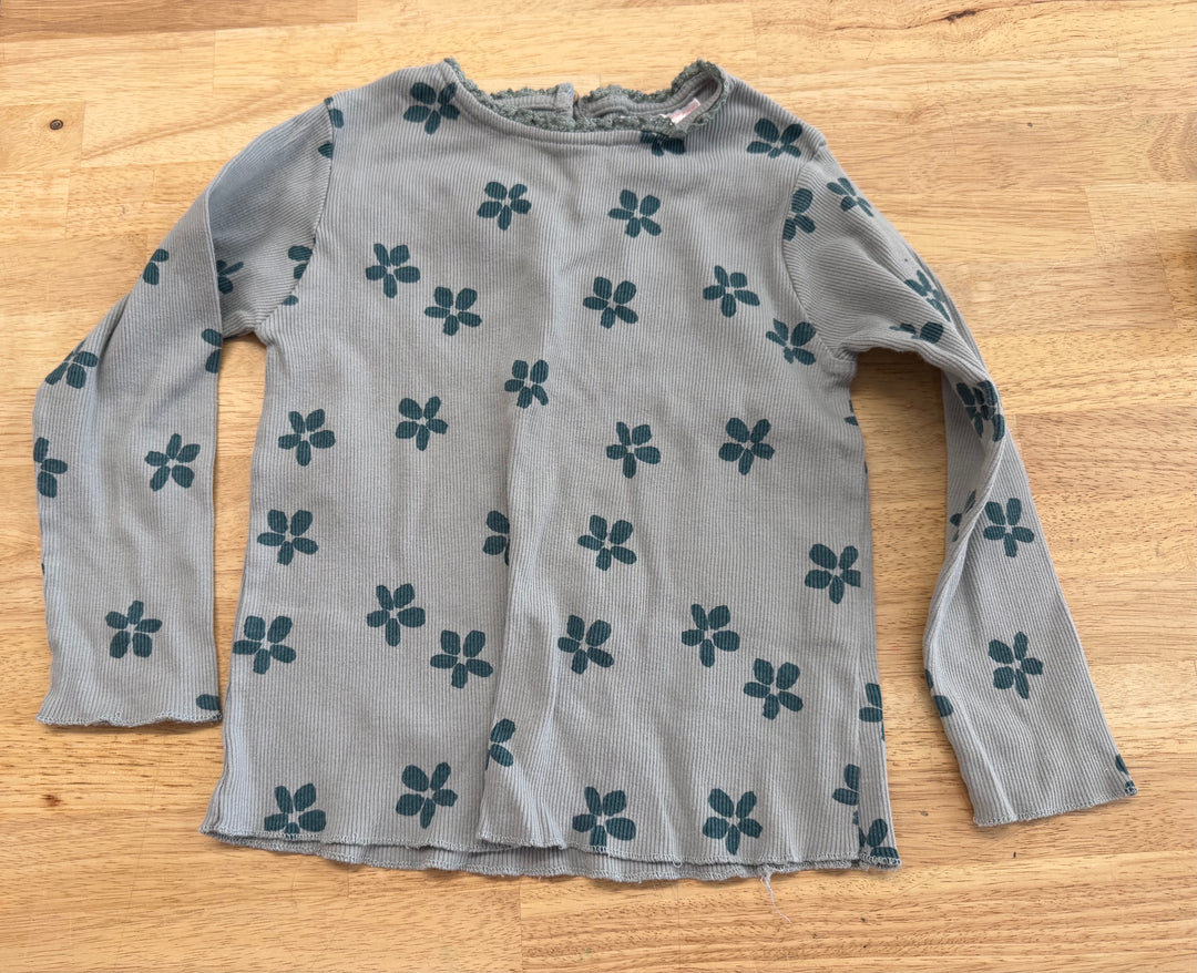 Zara Embroidered Neckline Shirt – 4–5Y | Light Blue Floral