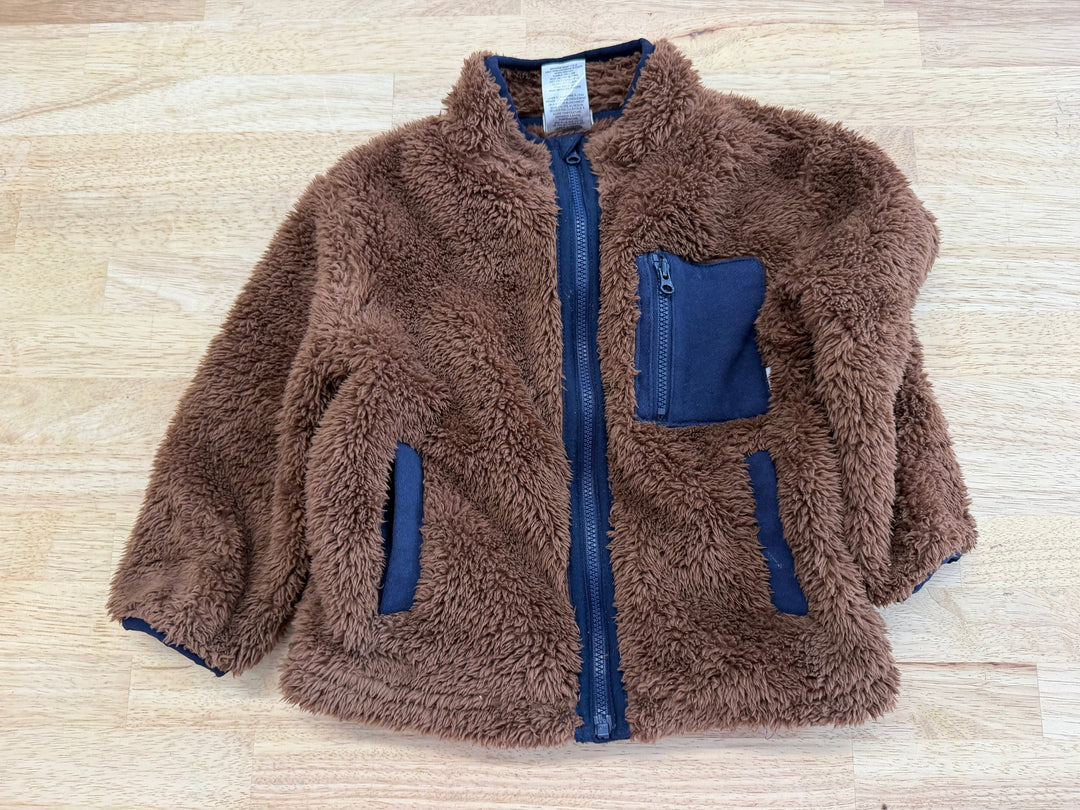 Catimini High-Pile Fleece Zip-Up – 2 | Brown Navy Accents