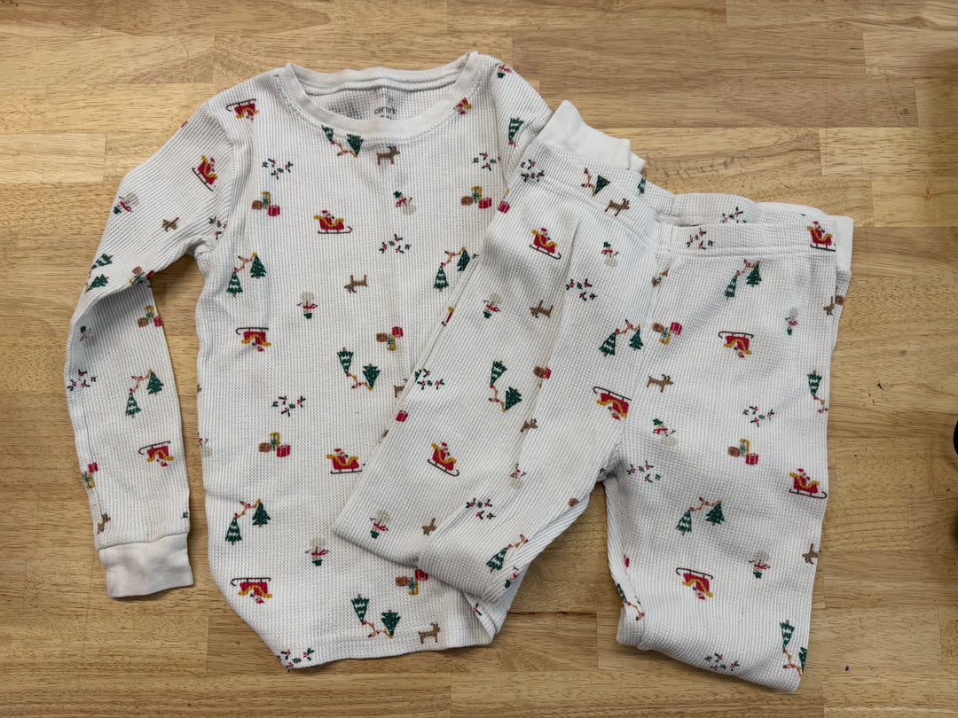 Carter's Christmas PJ Set – 8 | Waffle Santa Allover Print | Holiday