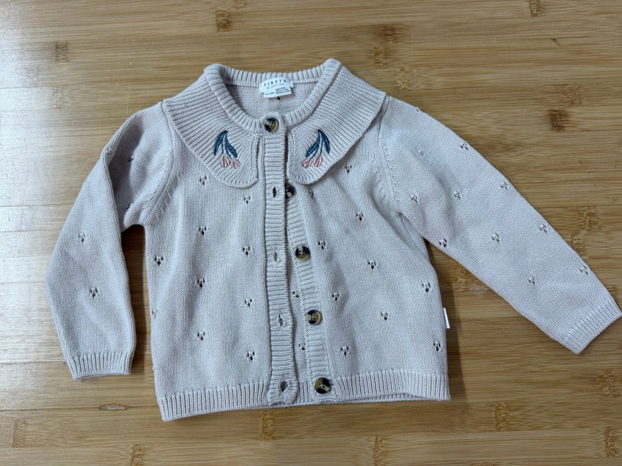 Cynthia Rowley Shirt – 3-6 Months | Cream with Pink Collar - Nest and Sprout-Consignment
