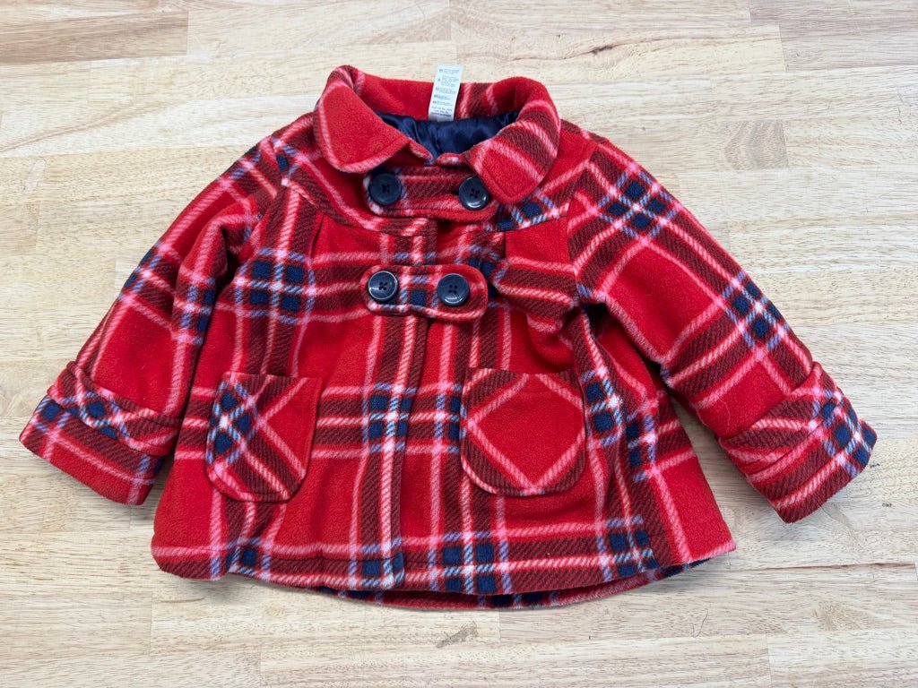 George Red Print Fleece with Buttons – 18–24M - Nest and Sprout-Consignment