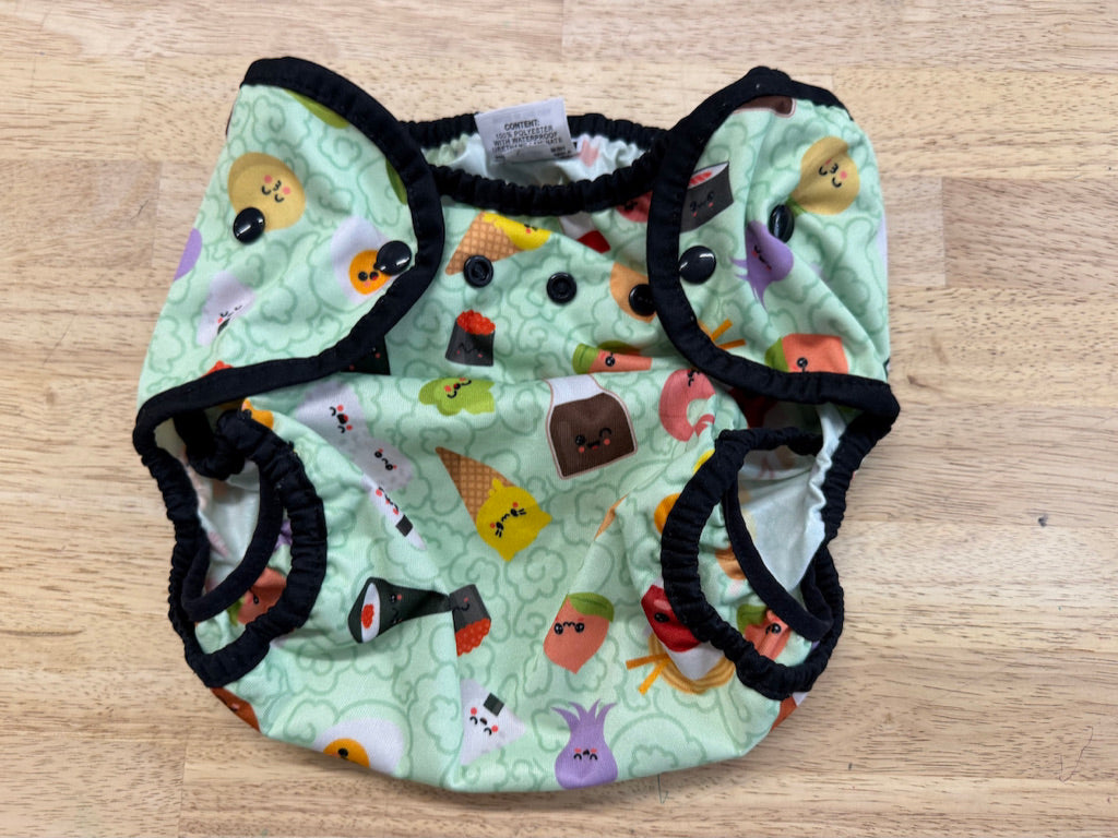 Thirsties Diaper Cover – 3 | Food Print on Light Green
