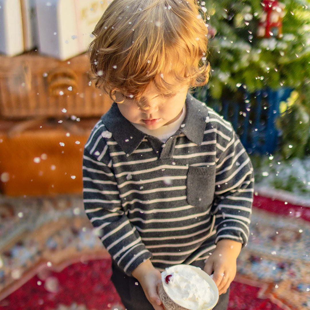 Baby/Toddler Gray Knit Polo Shirt