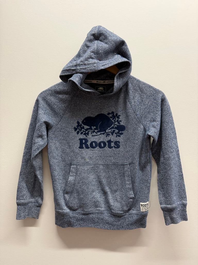 Roots Kids Heathered Hoodie – 7–8Y | Blue Pullover | Play