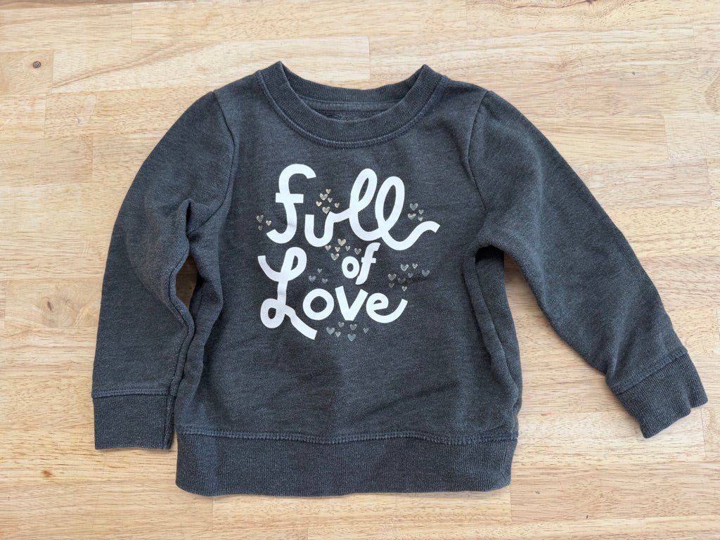 Cat & Jack Graphic Sweatshirt – 3T | Charcoal Full of Love - Nest and Sprout - Consignment
