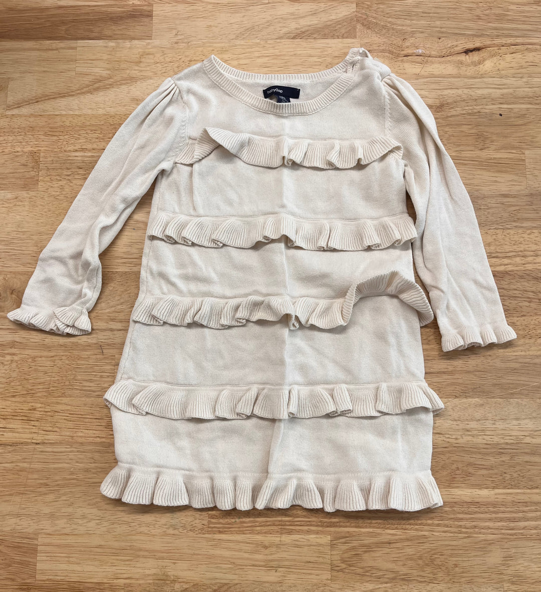 Baby Gap 18–24M Cream Knit Dress – Ruffle Detail