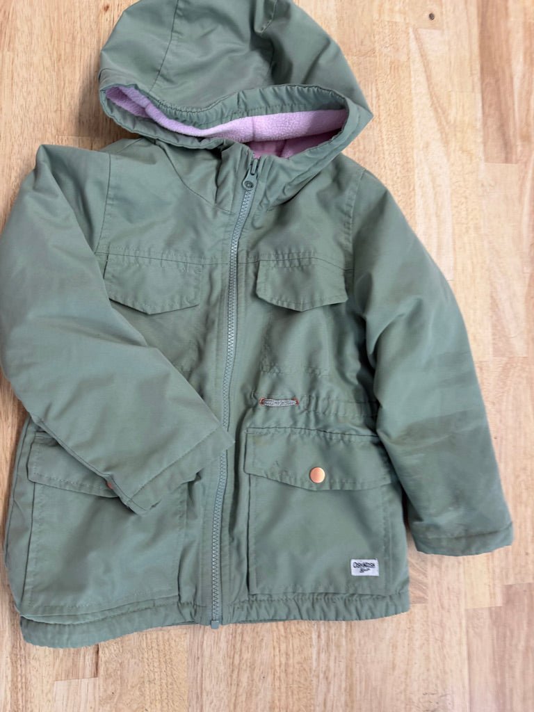OshKosh Lightweight Jacket – 5 | Sage Green & Gold - Nest and Sprout - Consignment