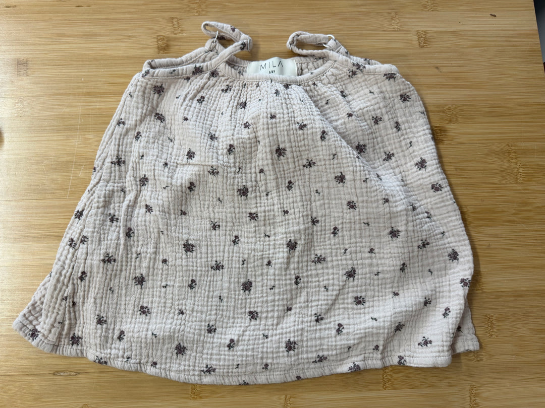 Mila Oversize Tank Dress – 1/2 | Muslin | Floral Print | 100% Organic Cotton