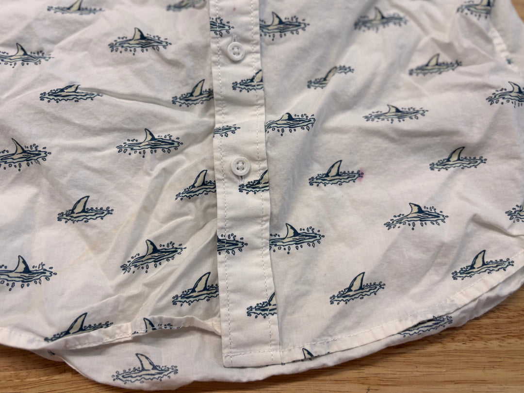Vans Shark Print Button-Up Shirt Small imperfect