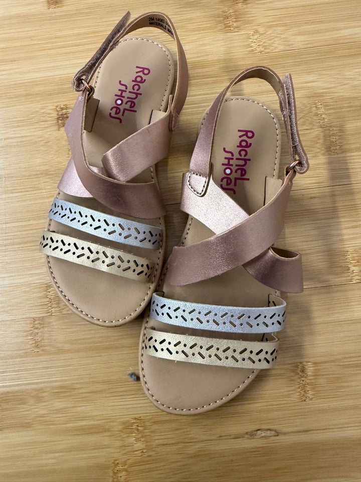 Rachel Shoes Decorative Sandals – Junior 2 | Gold Silver Rose Gold Bands - Nest and Sprout - Consignment