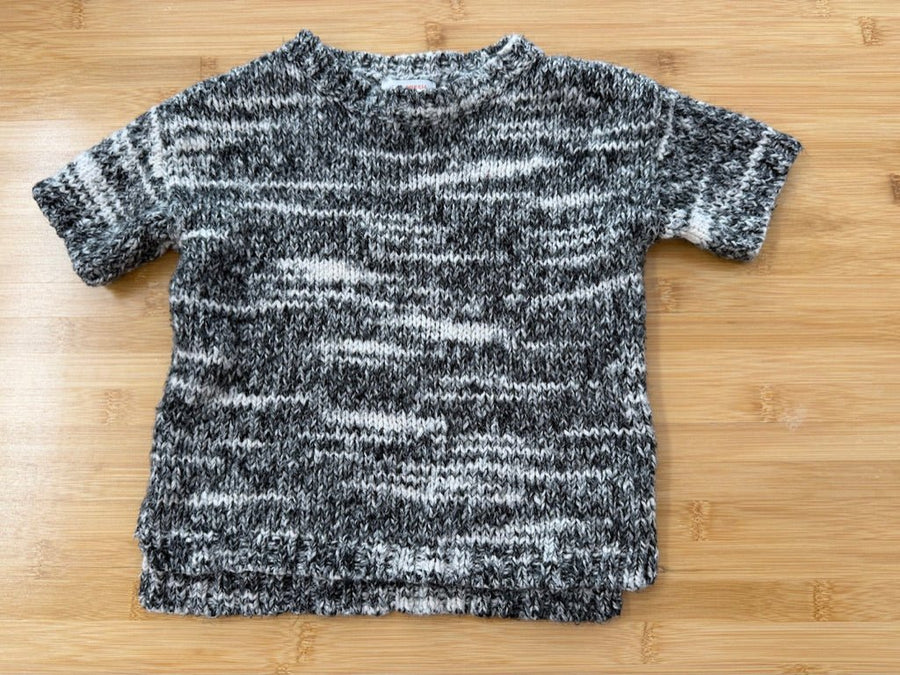 Joe Fresh Knit Sweater – 3 | Grey White & Black Short Sleeve - Nest and Sprout-Consignment