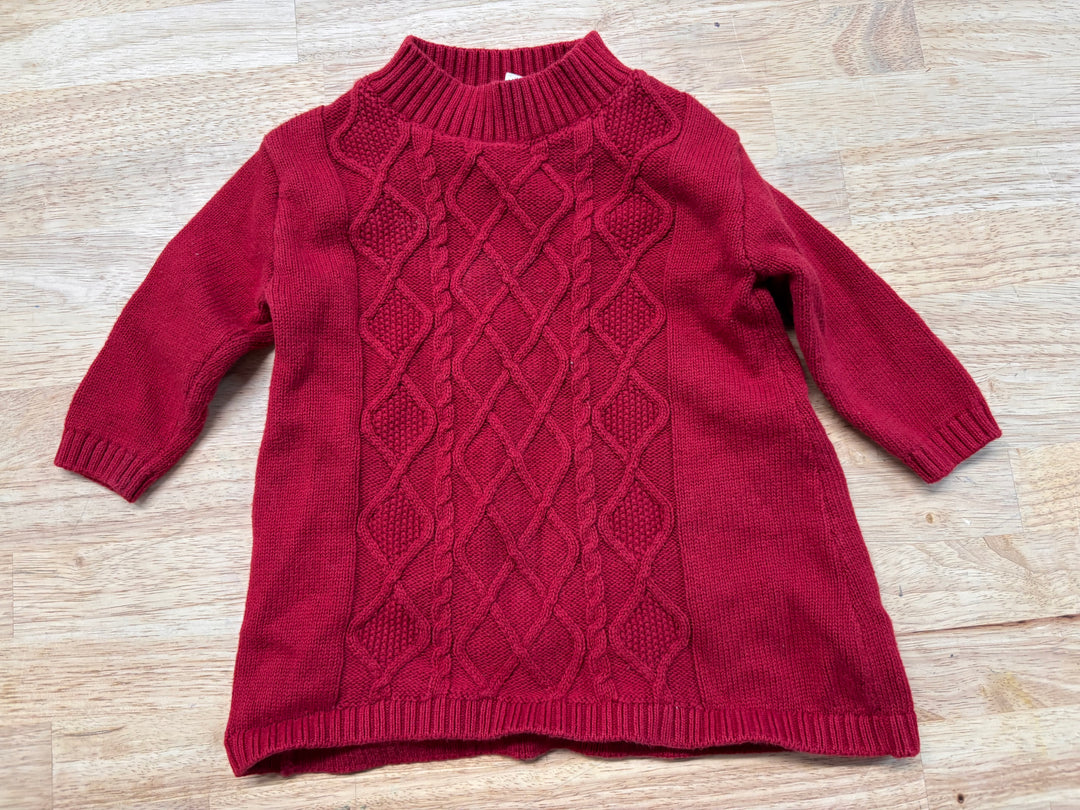 Carters Cable Knit Dress – Red (Size 6-12M