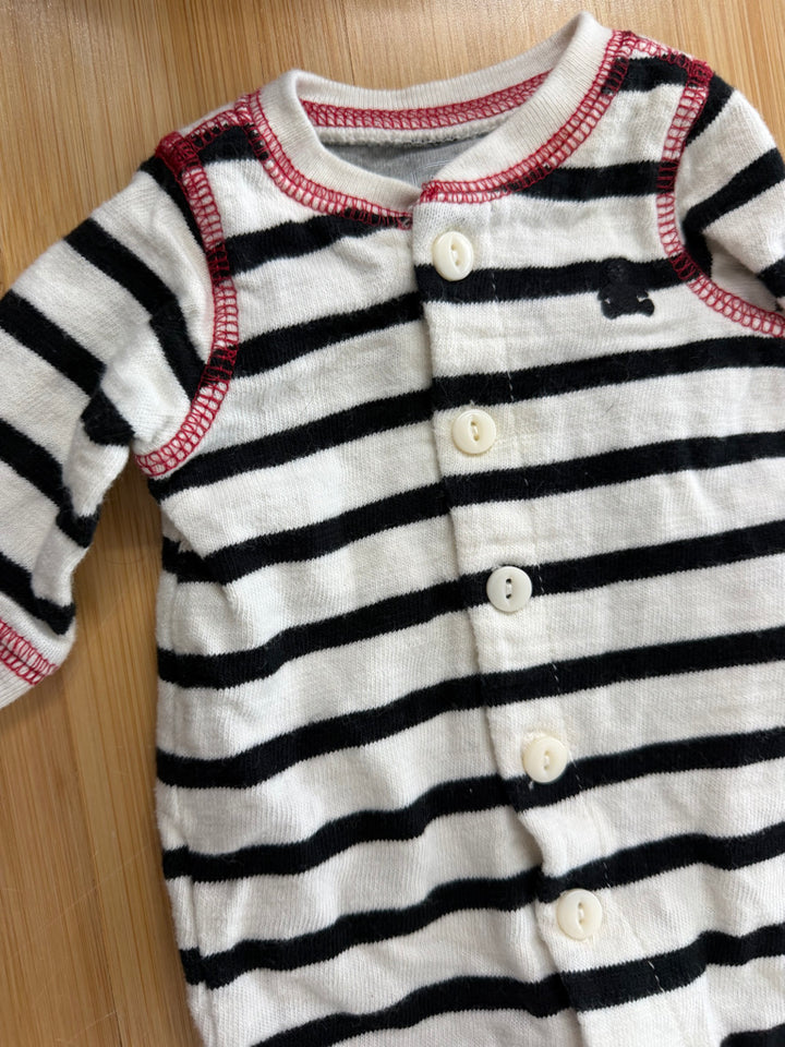 Baby Gap Stripe Romper – Newborn | White & Black Red Stitching